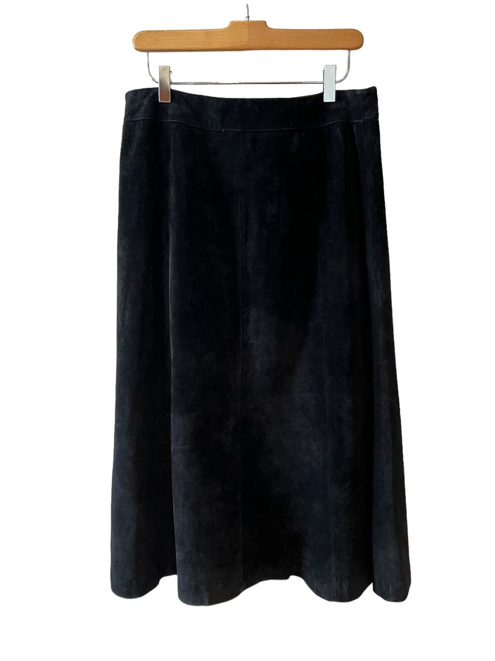 Vintage Pursuits Ltd Suede Midi Flare Skirt Black